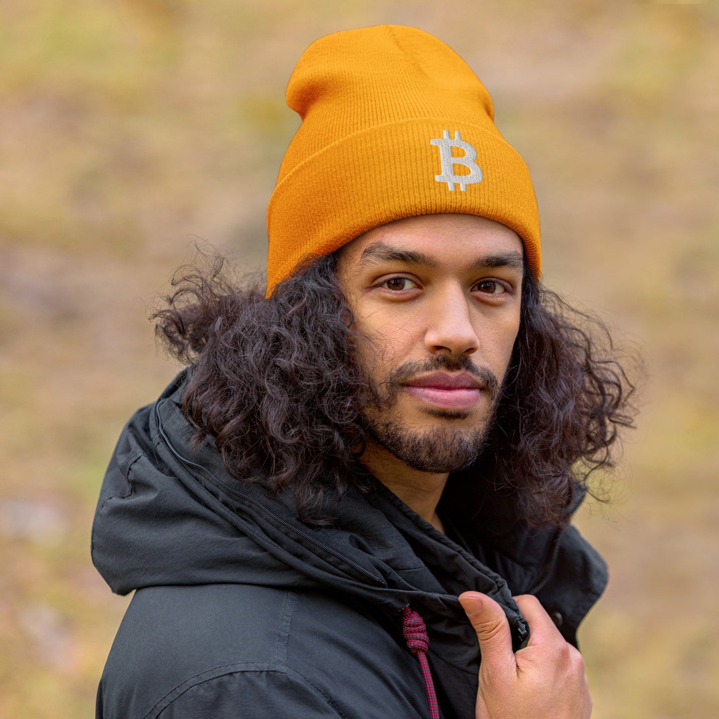 Herren Bitcoin Logo Beanie Weiss