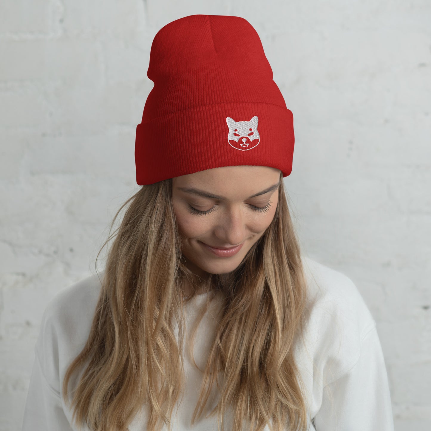 Damen Batman Shiba Inu Beanie Weiss