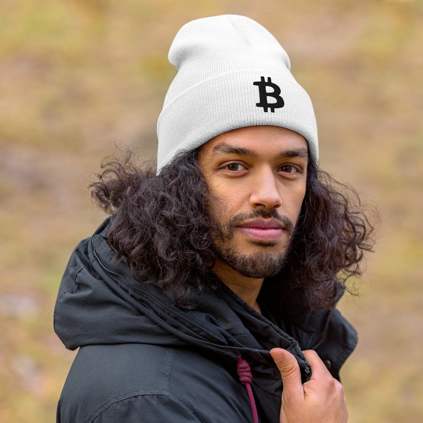 Herren Bitcoin Logo Beanie Schwarz