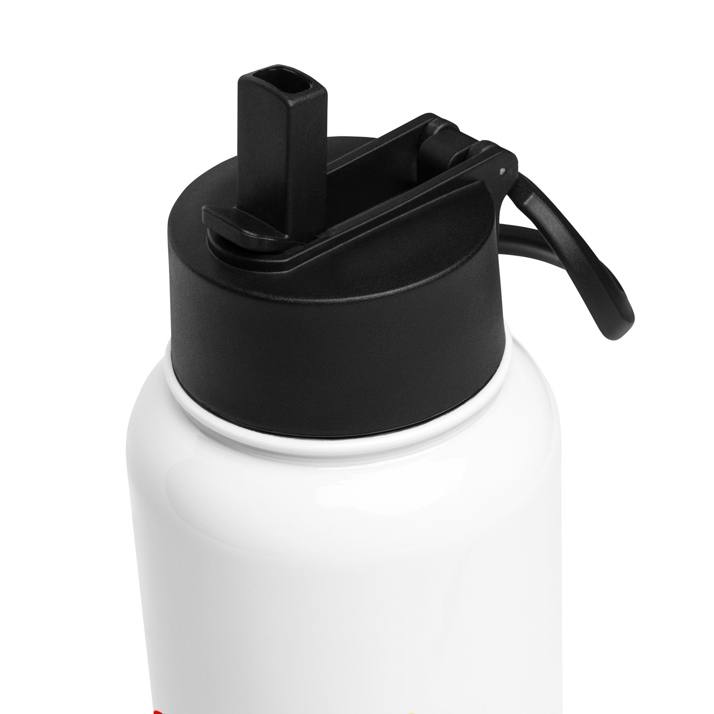 Edelstahl Bull Run Trinkflasche mit Strohhalm