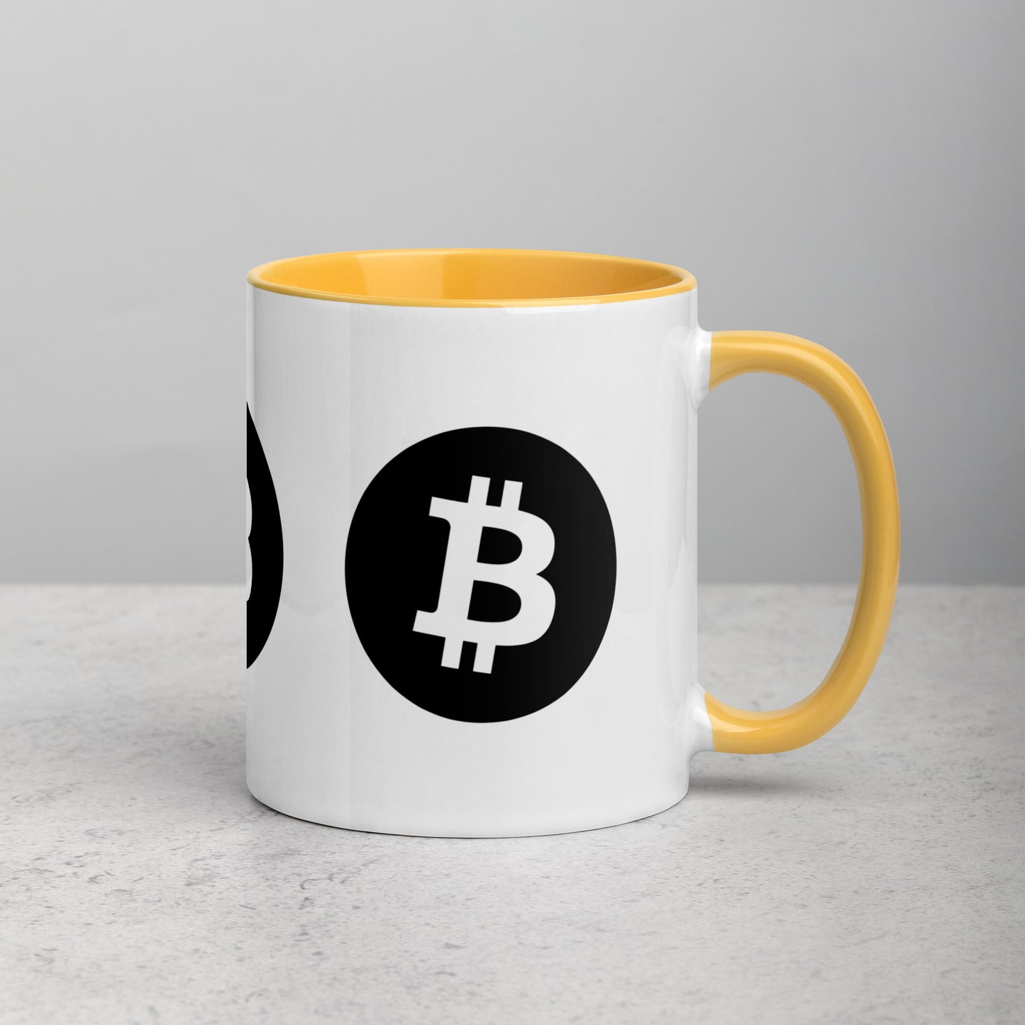 Bitcoin Tasse Schwarz oder Gelb