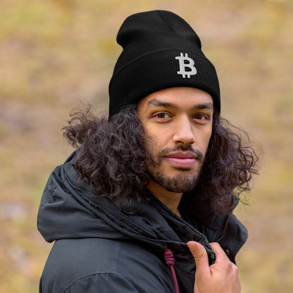 Herren Bitcoin Logo Beanie Weiss