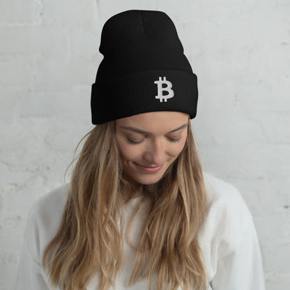 Damen Bitcoin Logo Beanie Weiss