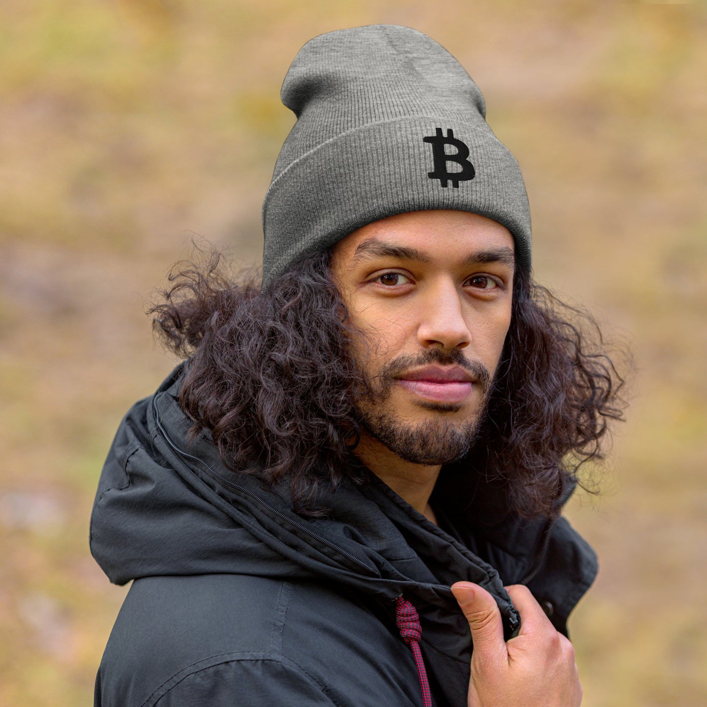 Herren Bitcoin Logo Beanie Schwarz