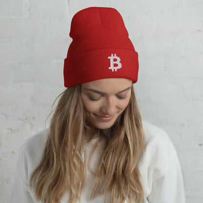 Damen Bitcoin Logo Beanie Weiss