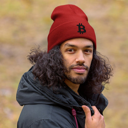 Herren Bitcoin Logo Beanie Schwarz