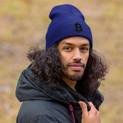 Herren Bitcoin Logo Beanie Schwarz