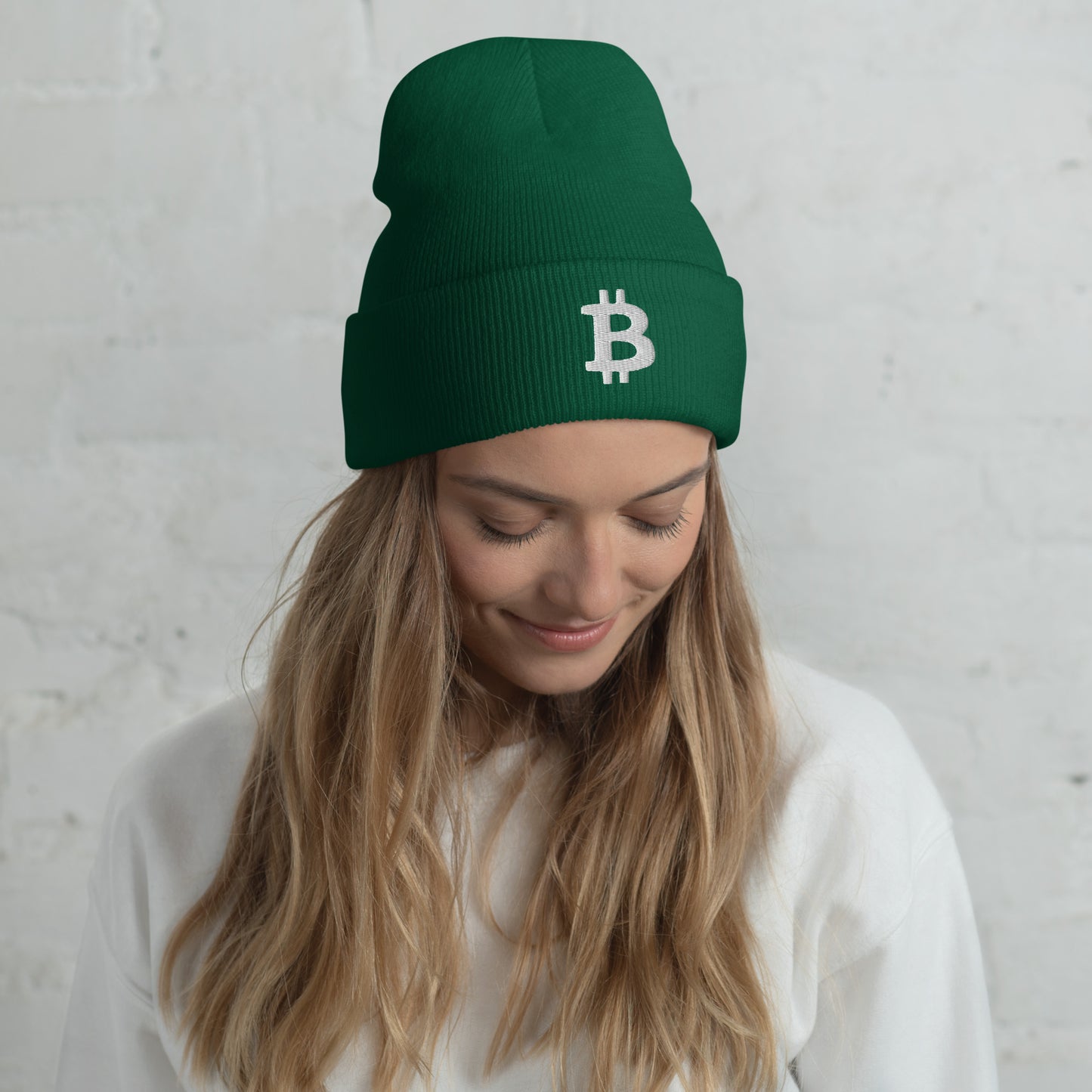 Damen Bitcoin Logo Beanie Weiss