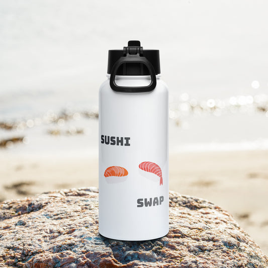 Sushi Swap Edelstahl Trinkflasche mit Strohhalm