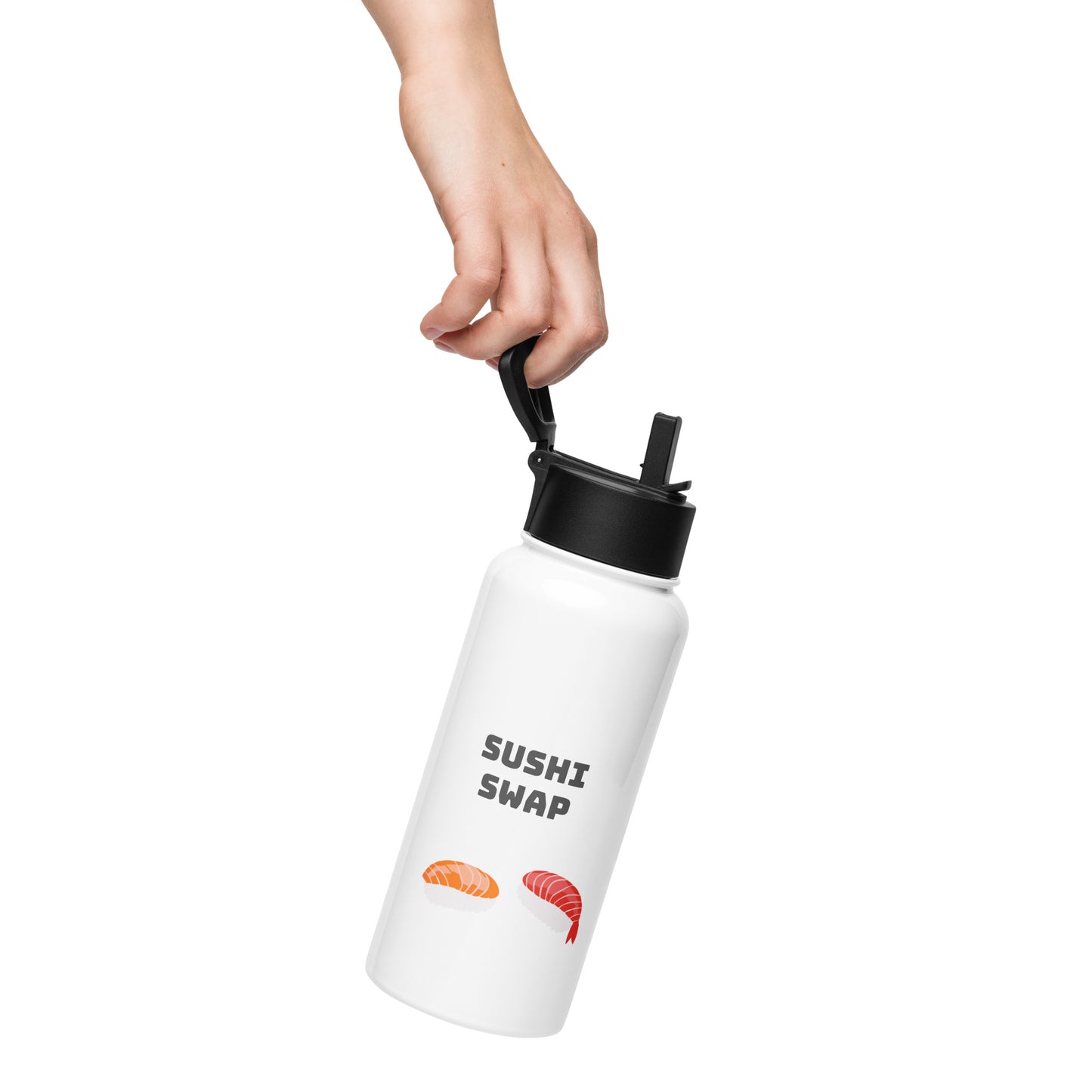 Sushi Swap Edelstahl Trinkflasche mit Strohhalm