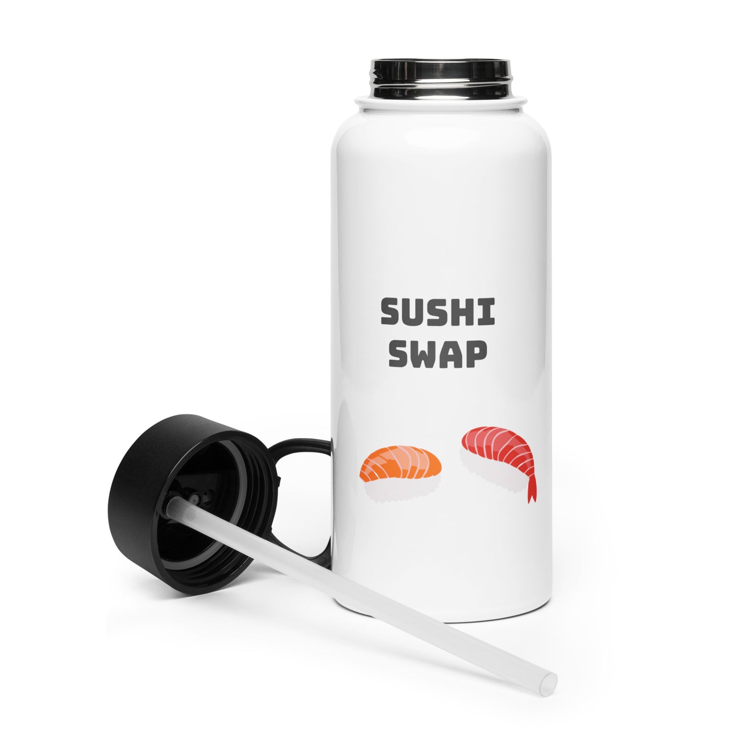 Sushi Swap Edelstahl Trinkflasche mit Strohhalm